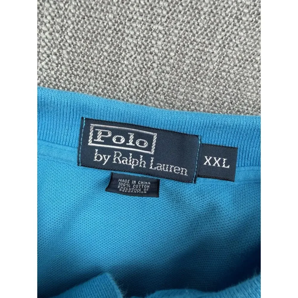 Polo Ralph Lauren Polo Shirt Mens XXL Blue Yellow Pony Short Sleeve Cotton